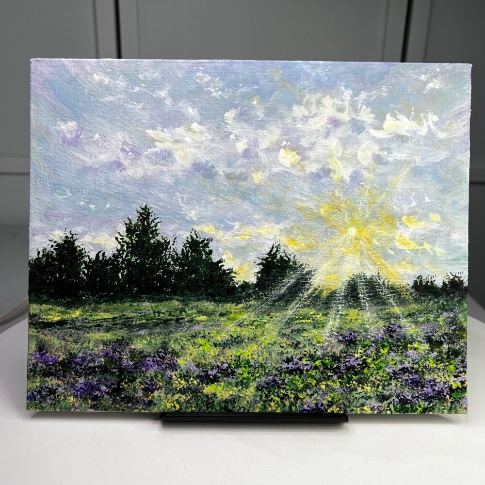 Field Of Light 8" x 10" Original Acrylic Landscape Painting Unframed Artwork - Picture 3 of 7
